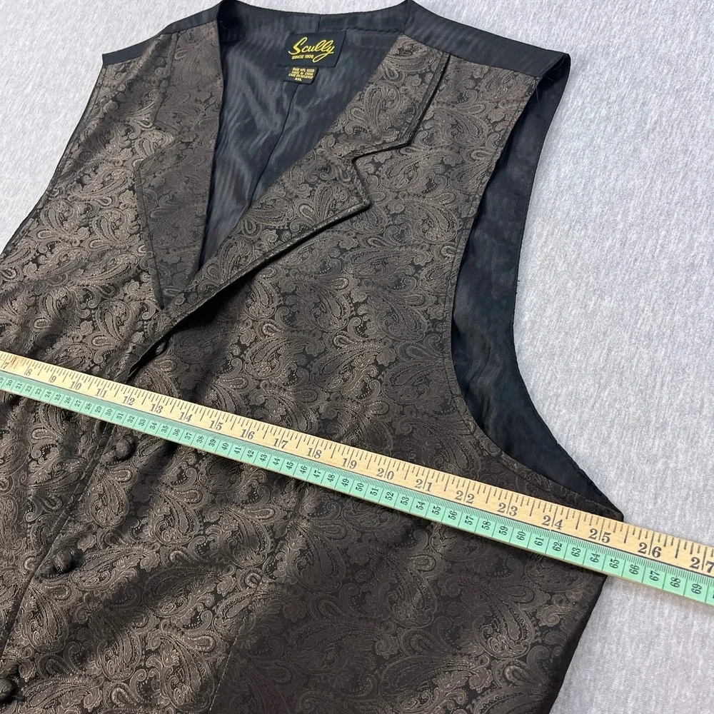 Scully Western Vest Mens XXL Brown Paisley 5-Button Cinch-Back Frontier Cowboy